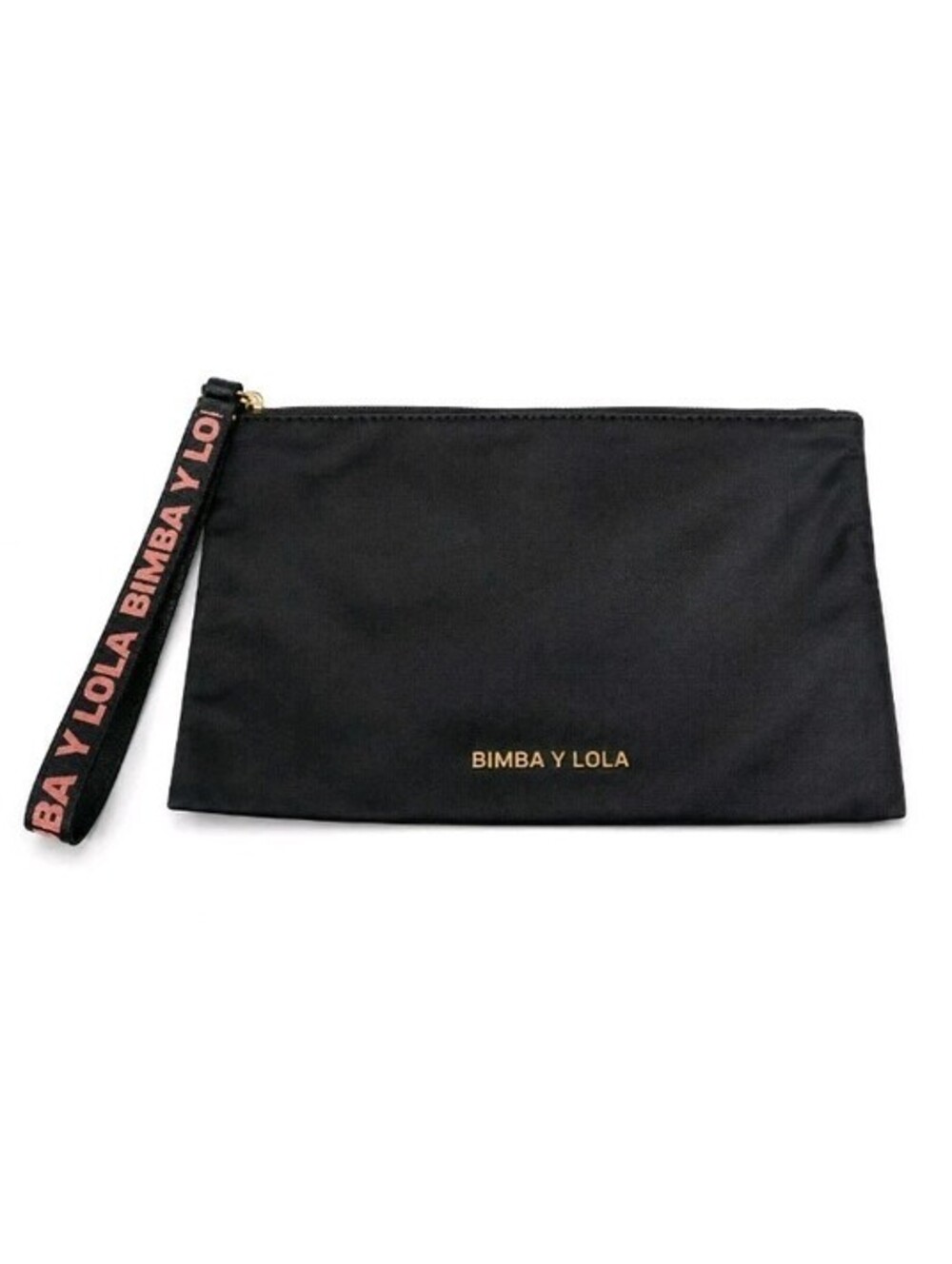 Bimba y Lola Medium Black Logo-lettering Makeup Bag / Nylon Clutch
